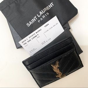YSL MONOGRAM CARD CASE IN GRAIN DE POUDRE